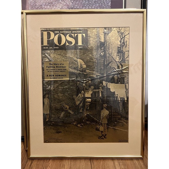 3 vintage Norman Rockwell Gold Foil Etching Suturday Evening Cover Art Posters - Picture 13 of 16